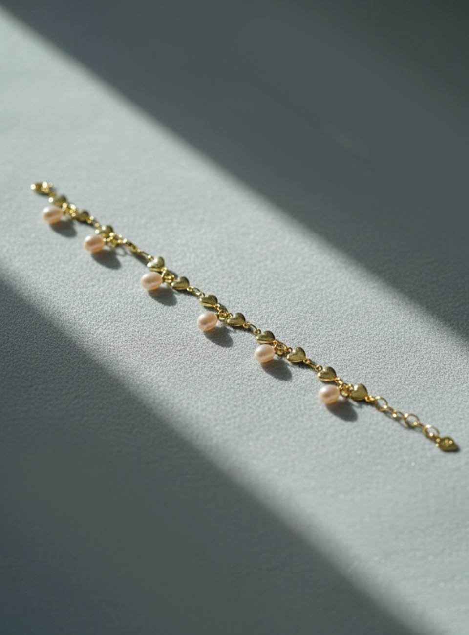 Luminous Heart & Freshwater Pearl Charm Bracelet