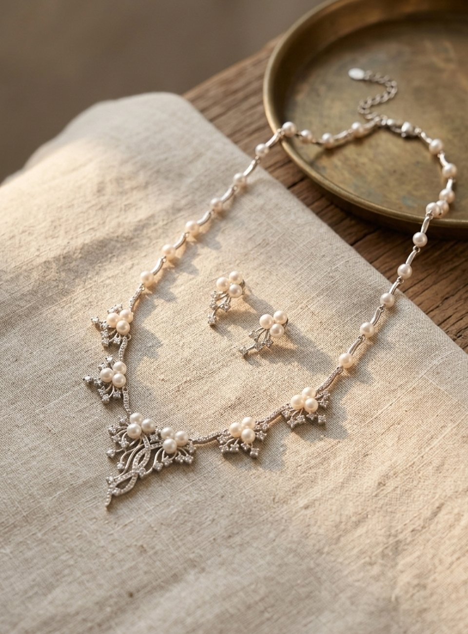 Luxury Pearl and Crystal Necklace & Earrings Set - Elegant Bridal & Evening Jewelry Set for Women